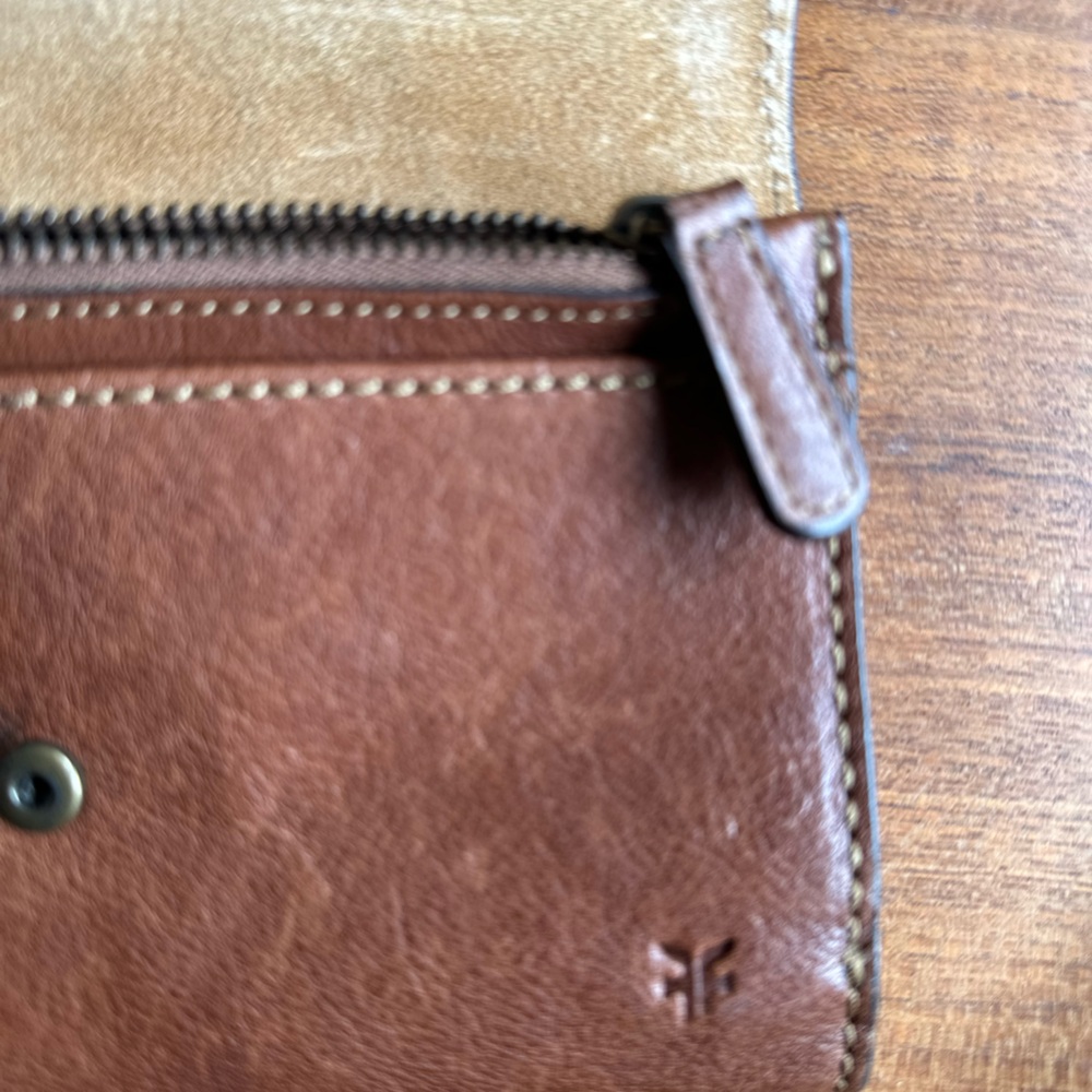 Frye Cognac Brown Leather Fold-Over Wallet - Picture 13 of 16
